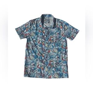 Costa Del Mar men’s tropical print short sleeve button up hybrid shirt size S‎